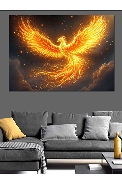 ekart Alevler İçinde Anka Kuşu Dekoratif Kanvas - Mdf Ahşap Tablo