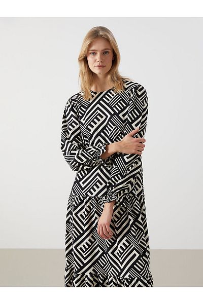 LC Waikiki Lcw Femei S5er46c8 Uk.elb,veta Negru Imprimat