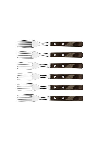 TRAMONTINA Set Of 6 Steak / Pizza Forks Brown 29899157