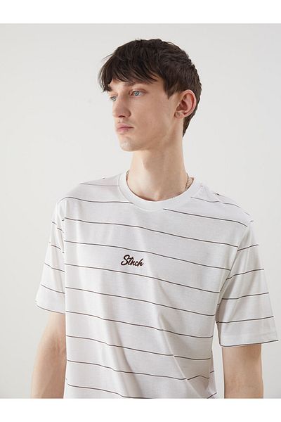 LC Waikiki Ανδρικό μπλουζάκι XSIDE Crew Neck ριγέ χτενισμένο βαμβακερό