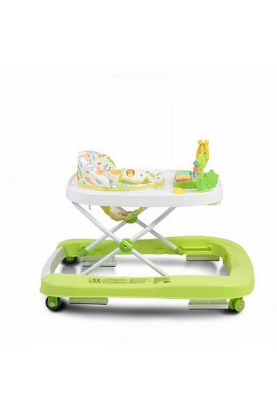 OEM Premergator si antemergator copii 2 in 1 Moni Zoo Verde, 4 roti rotative si 2 fixe, pliere compacta