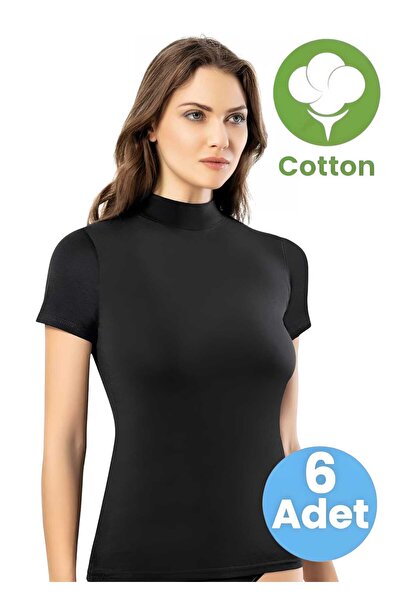 Tezzgelsin Жіноча футболка з короткими рукавами та напівкомірцем, 6 штук