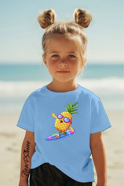 New Shine 1 tricou este un cadou pentru achiziții de 6 și mai sus în coș - Tricou pentru copii oversize cu imprimeu ananas