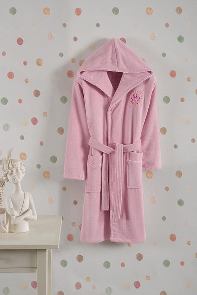 VAROL Bamboo Embroidered Waiter Size Bathrobe - Flamingo