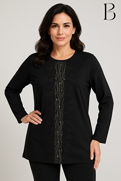 BURSPA Γυναικεία χτενισμένη βαμβακερή μπλούζα με χαλαρή κοπή μπροστά Waterway...