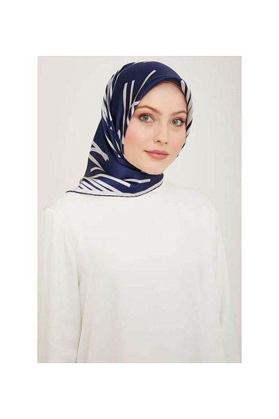 Armine Μεταξωτό κασκόλ 2024 Καλοκαίρι - 9165-80 Navy Blue Grey Twill