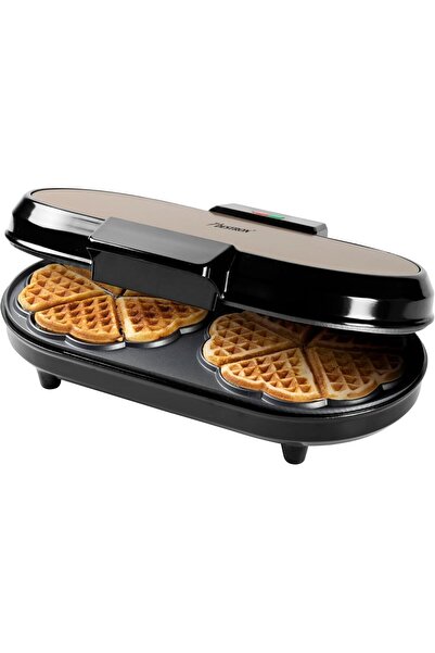 bestron صانعة الوافل ذات القلب المزدوج، 1200 واط، طلاء غير لاصق، لون بيج، من أجل الوافل الممتع واللذيذ