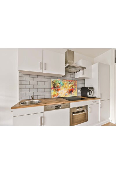 wudie Placă din sticlă de protecție pentru spatele aragazului, încorporată, rezistentă la căldură, decorativă, ușor de instalat