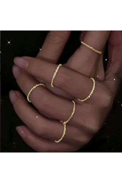 Minnoş Dükkan 3Pcs Minimalist Shimmering Dainty Ring