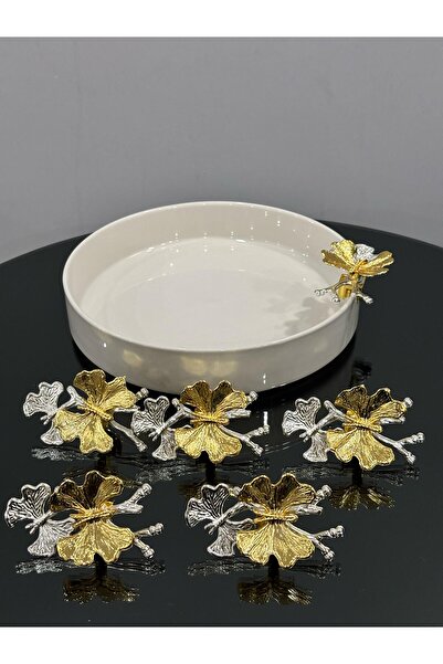 PARILTI HOME COLLECTİON 6 قطع من حامل الزجاج والبورسلين على شكل فراشة متوافق مع جميع أطباق تقديم الطعام