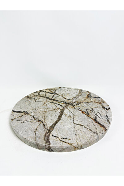 Modestmar Gri Mermer Yuvarlak 28 cm Sunum,Mermer Supla Rust Grey