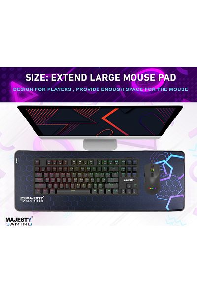 majesty Large Gaming Mouse Pad 90x40 , Stitched Edges, Waterproof, Non-Slip Rubber Base