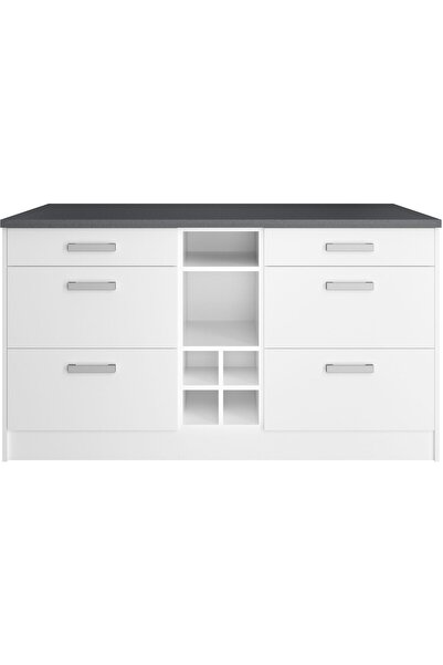 Tdesigno Okeanos Mutfak Alt Modül 6 Çekmeceli -150 Cm Beyaz-tezgah Dahil