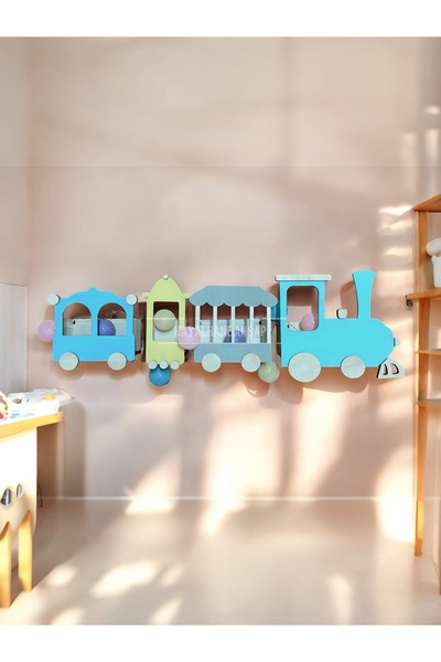 HAYALHANE AHŞAP Tren Raf / Tren Kitaplık / Ahşap Tren Raf / Çocuk Montessori ...