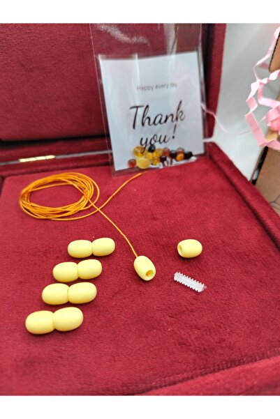 KehribarCo طقم إصلاح العنبر 5 قطع مشبك 100 سم سلسلة وحبوب العنبر - مشبك ليمون...