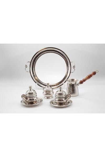 Arasta Concept El Yapımı Kalem İşçilikli ve Çekiç Dövmesi Kahve Takımı %100 Saf Bakır
