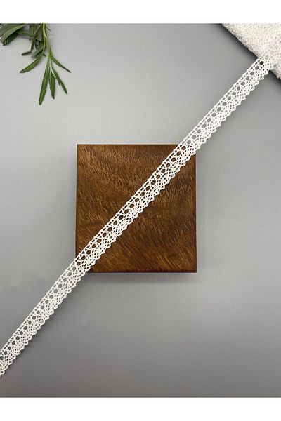 Ak Tuhafiye White Cotton Lace-Kopanaki Ribbon 5 Meters, 1.6 cm Width No:1013
