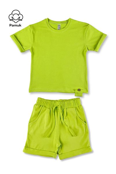 MK Mukko Kids Shorts with Pockets Tshirt Girls Boys 3-Piece Set Basic Cotton Summer Bottom Top Set