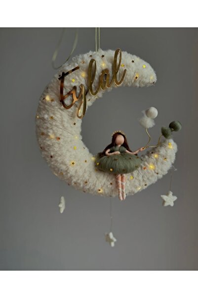 Tasarım Ay bebek kapı süsü, bebek oda aksesuar, keçe bebek