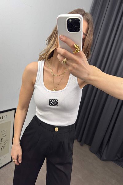Sue Store Блуза с оребрена черна принтирана яка и нулеви ръкави
