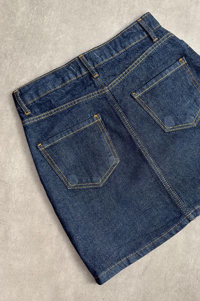 Sue Store Fusta mini din denim cu buzunar bleumarin