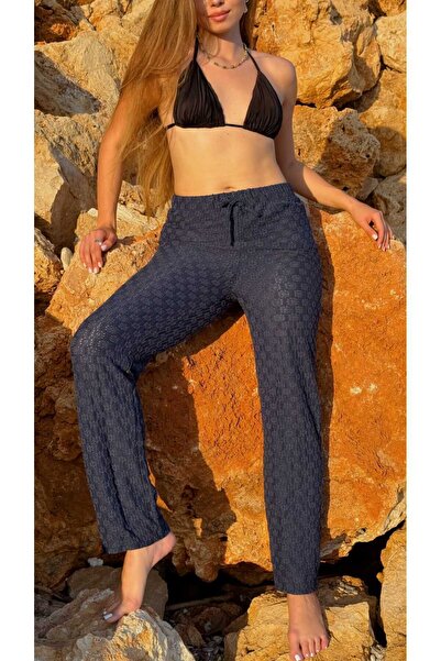 MY Wooft Navy Blue Summer Beach Wear Pareo Swimsuit and Bikini Top Pants