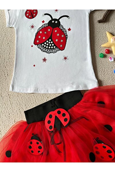 ESTRELLA 7-8 Years Ladybug T-Shirt Multi-Layer Skirt April 23Rd Casual Girl Outfit