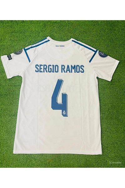 yenteks COPY - Mânecă scurtă Sergio Ramos Alb Real.Madrid. Tricou pentru adulți sezonul 2018