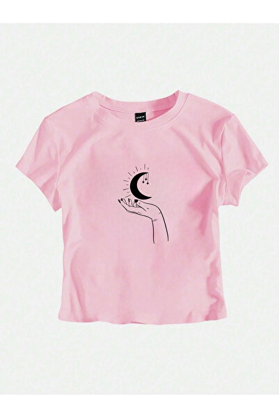 OVER HEAD Tricou Bayb cu imprimeu Y2K Star Moon pentru femei