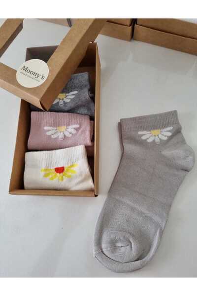 Moonys Socks Collection Комплект от 4 чифта дамски чорапи с мотив на маргаритки