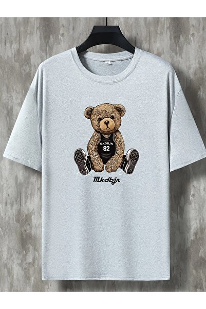 LAND MODA Tricou la modă pentru bărbați, supradimensionat, cu imprimeu de urs...