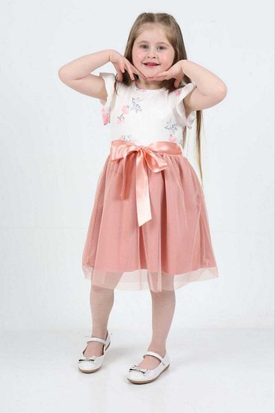 tanmodam Girl's Tulle Skirt Dress Dried Rose