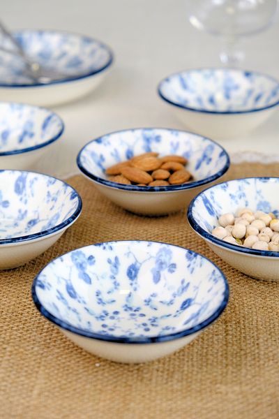 tabakevi Plate House Porcelain Blue Heaven Mini Bowl 90Cc 6 Pieces 10X10X3Cm