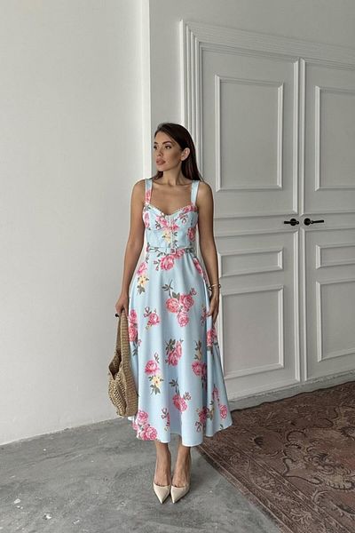 JANES Rochie cu detaliu curea subțire albastră