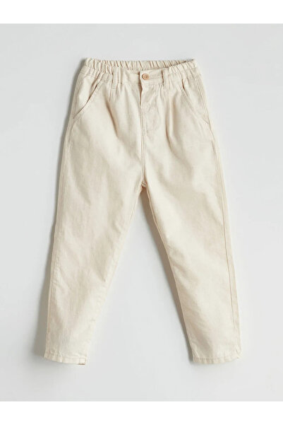 LC Waikiki Lcw Kids Beige Elastic Waist Linen Boys' Trousers