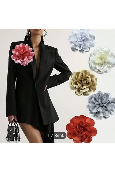 HOBİ French Style Camellia Field Bundle Ornament Brooch Satin Polyester