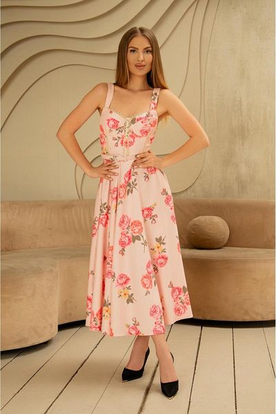 Gökyüzü Moda Pink Slim Belt Detailed Dress