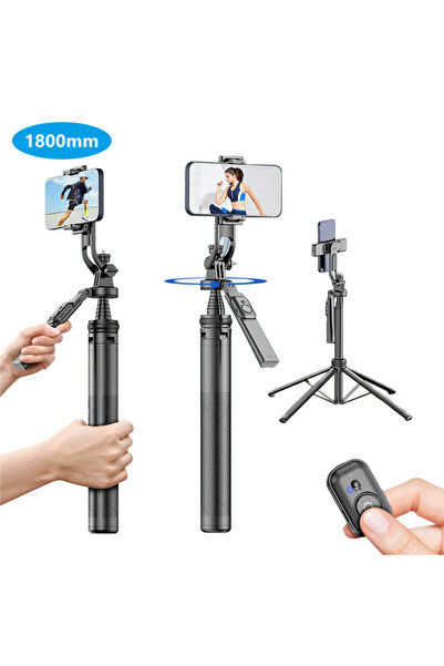 Kipgsm Kumandalı Selfie Çubuğu 360 Dönebilen Tripod Bluetooth Kumanda Ayarlan...