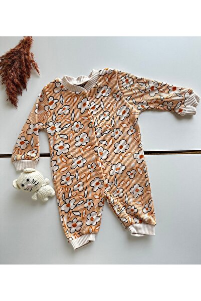 minço bebe Papatya Baskılı Patiksiz Kız Bebek Tulumu