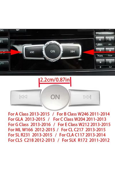 kaytaz Mercedes 3L Chrome Radio Feather Trim with Makeup Self-Adhesive