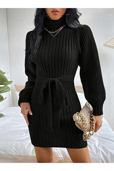 MARLİNG Siyah balon kol elbise