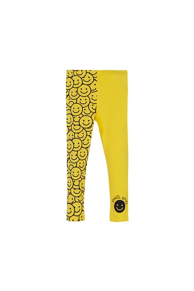 LOVETTI Yellow Smiley Face Girl Patterned Lovetti Smile Printed Leggings