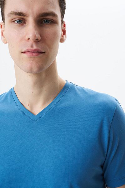 Arma Tricou albastru pentru bărbați, cu croială normală, de bază, cu decolteu în V 29364453102