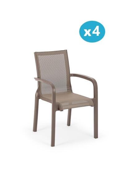 Omnipazar SY-2528 Plastik Fileli Bahçe Koltuk Sandalye 4'lü Set