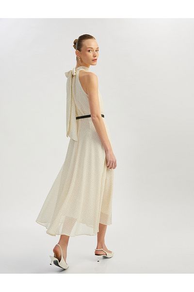 Koton New Season Belted Polka Dot Halter Neck Chiffon Dress