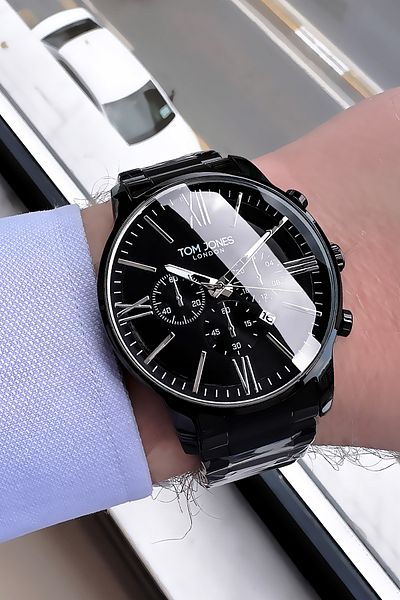 Tom Jones Original Cuttercam Men's Wristwatch |   Black Color Steel Cord |   Gtje2098C4