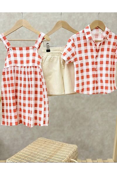MİO Boy's Patterned Shirt Bermuda Shorts Bottom-Top Set