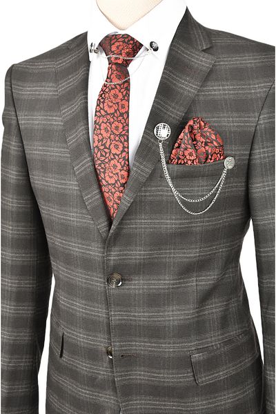 DeepSEA Costum pentru bărbați, slim fit, antracit, cu nasturi dublu 2300271