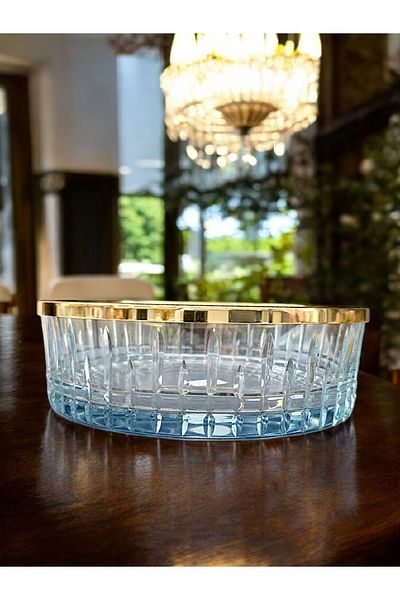 AYZ HOME Cut Crystal Glass Presentation Bowl -Salad Bowl -Tableware Presentation 25X25Cm