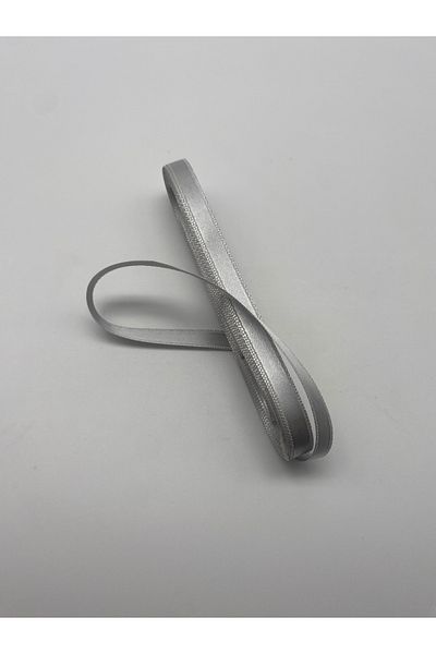 Ak Tuhafiye Gray Satin Ribbon 1 cm 10 Meters, Bundle-Ornament-Decor-Dowry Ribbons No:37